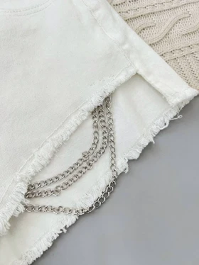 شلوارک جین زنجیری کد 3899