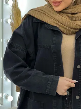 مانتو جین برش‌دار پشت پیله