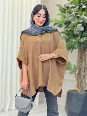 مانتو پانچ یقه دو دکمه هیما