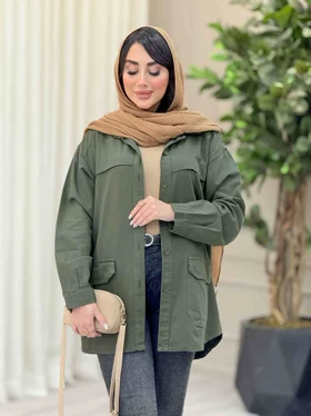 مانتو کتان ژیله دار پشت دکمه