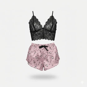 ست نیمتنه گیپور و شلوارک طرح کیتی 052