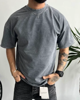 تیشرت سنگشور پارچه دورس ساده رنگ طوسی