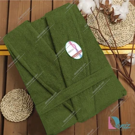 حوله تن پوش سوپر سایز طرح کارن رنگ زیتونی تیره