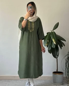 مانتو کفتان برفین با گلدوزی