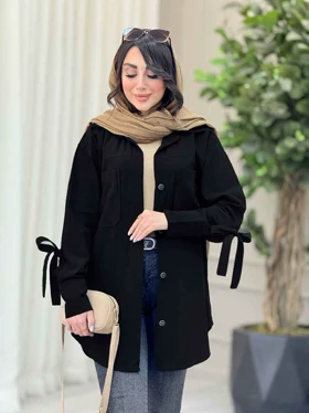 مانتو جیب پرچ آستین دو دکمه