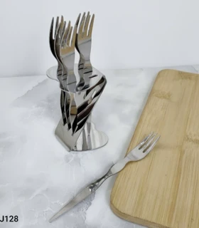 چنگال دسر خوری 6 عددی استند دار سیلور