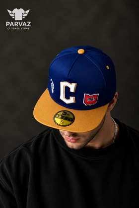 کلاه کپ بک فیت مستر کوالیتی وارداتی FIFTY 59 مدل Chicago Cubs _ سرمه ای نقاب قهوه ای