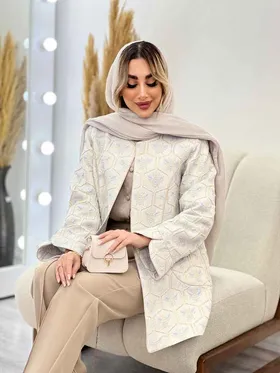 مانتو ژاکارد آستین لاله ای