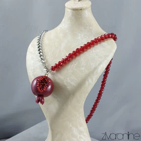 گردنبند کارتیر نقره ای با آویز انار 50074