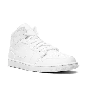 کتانی نایک ایر جردن 1 کامل تمام سفید Nike Air Jordan 1 Mid " Triple White " sneakers