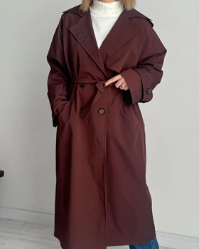 ترنچ کت Drop قد بلند (قهوه ای)