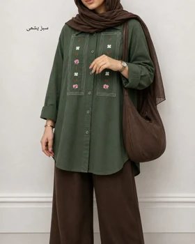 مانتو لینن گلدوزی مارینا 2(ایراد دار)