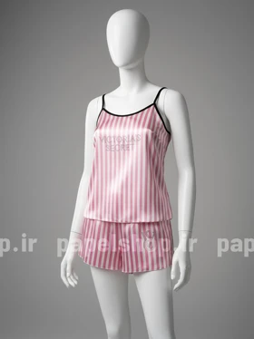 خرید ست لباس خواب تاپ و شورتک ساتن ویکتوریا سکرت نگین‌دار