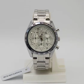 ساعت مچی مردانه امپاور Empower با سه موتور فعال کرنوگراف و تمام استیل (نقره ای صفحه سفید)