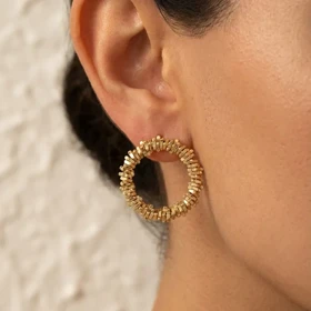 گوشواره زنانه حلقه‌ای طرح خاویاری مدل خاویرا