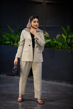 مانتو شلوار یقه انگلیسی دو دکمه