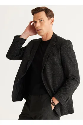 Altınyıldız Classics Comfort Fit مشکی - کت مردانه خاکستری 4A0424100040