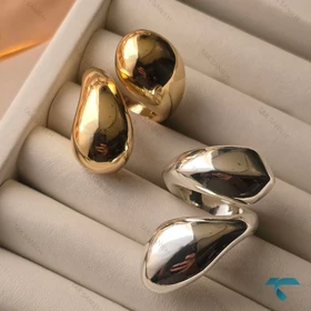 انگشتر طلایی و نقره ایی طرح قطره Ring-8684-L