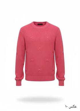 پلیور بافت صورتی یقه گرد فری سایز اولد مانی ضخیم شیک و ترند اولد مانی 2025
