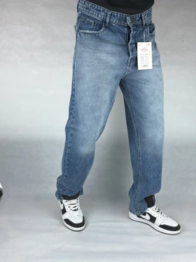 شلوار نیم بگ مردانه آبی تیره ساده 80