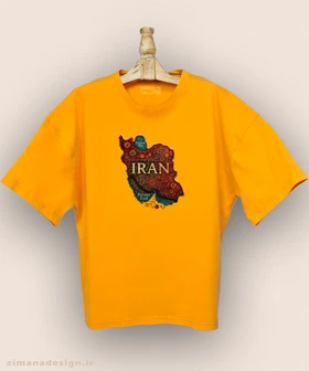 تیشرت لش مردانه و زنانه طرح نقشه ایران تلفیق با هنر فرش ایرانی
