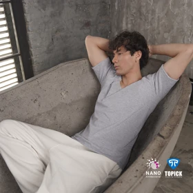 زیرپوش نانو آنتی باکتریال ضد تعریق یقه هفت باز مردانه ملانژ