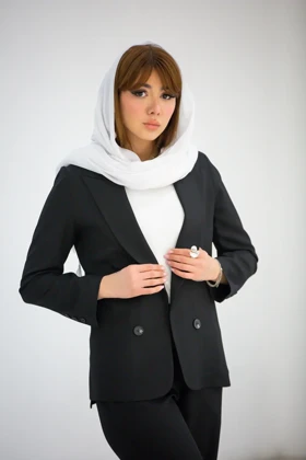 کت زنانه بزایاق یقه بلیزر 2 دکمه (مشکی)
