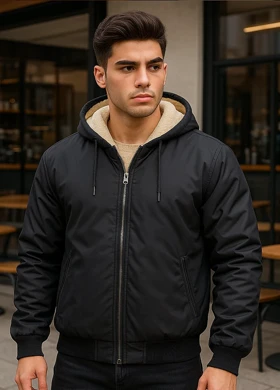 کاپشن مردانه مشکی داخل تمام خز مدل adidas-مشکی ویژه