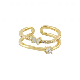 انگشتر زنانه مدل دو لاین طرح پروانه