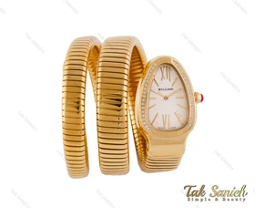 ساعت بولگاری زنانه ماری طلایی سفید نگین‌دار Bvlgari-3990-L