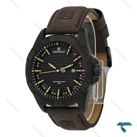 ساعت نیوی فورس مردانه NF8023 بند جیر قهوه ای صفحه مشکی NaviForce-7671-G