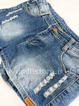 شورتک کوتاه جین کنار طرح دار