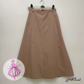 دامن لینن نیم کلوش بلند در رنگبندی متنوع (نسکافه ای)