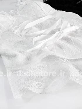 کراپ تاپ مجلسی دانتل کاپ‌دار پرنسسی جلو روبان