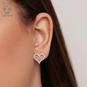 گوشواره قلب نگین‌دار ژوپینگ