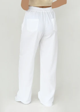 شلوار کتان نوفل سفید