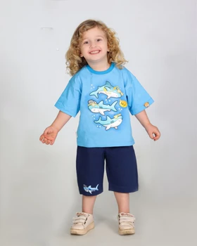 ست تیشرت و شلوارک طرح ماهی مناسب 1 تا 5 سال