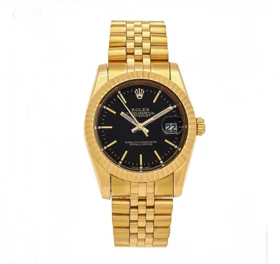 ساعت رولکس دیت جاست مردانه طلایی صفحه مشکی خطی