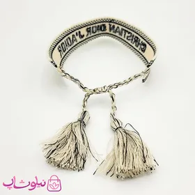 دستبند دخترانه پارچه ای کریستین دیور رنگ کرم