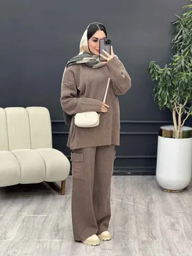 ست بافت و شلوار جیب پاکتی
