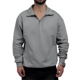 دورس مردانه ساده طوسی مدل یقه نیم زیپ