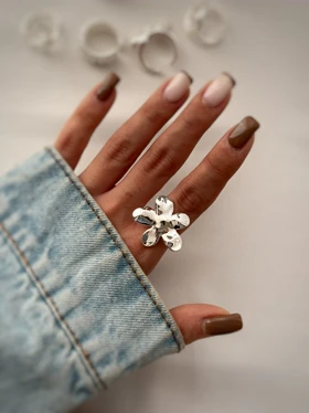 انگشترهای آبکاری نقره گل