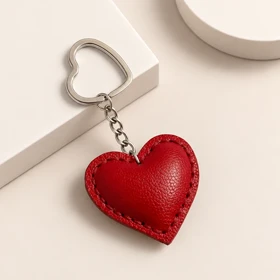 جاکلیدی و آویز کیف قلب چرم دستساز