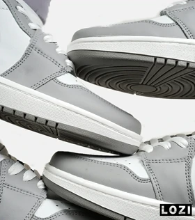 کفش کتانی ساق‌دار مردانه و زنانه سفید سرمه ای طوسی NIKE jordan 1