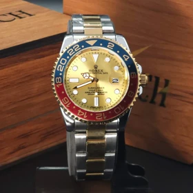 ساعت مچی رولکس مردانه مدل Submariner 16233 طرح اصل با کیفیت بالا (بند نقره ای طلائی با صفحه طلائی و قاب رنگی)