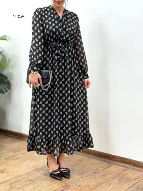 پیراهن بلند حریر آستردار آوا کد 5036