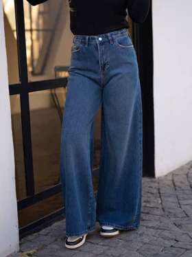 شلوارجین زنانه مدل وایدلگ قد110 شناسه71526