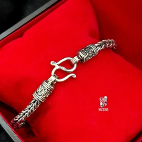 دستبندنقره مردانه سیاه قلم کدdm1013