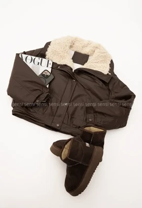 کاپشن چرم وارداتی یقه تدی کد1004847