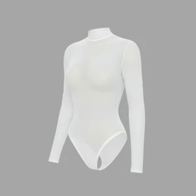 بادی حریر شیشه ای یقه سه سانت سفید کشی